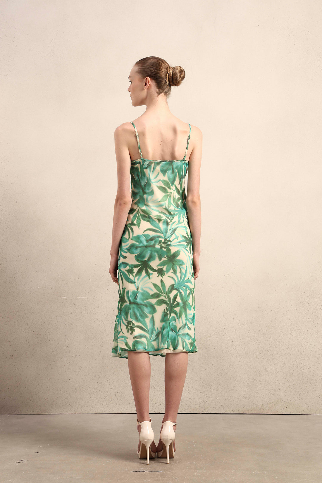 Printed Cown Neck Slip Dress