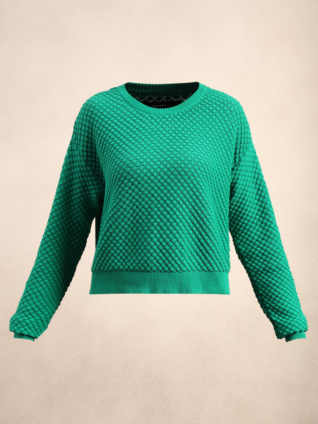 Green Textured Cotton Pullover
