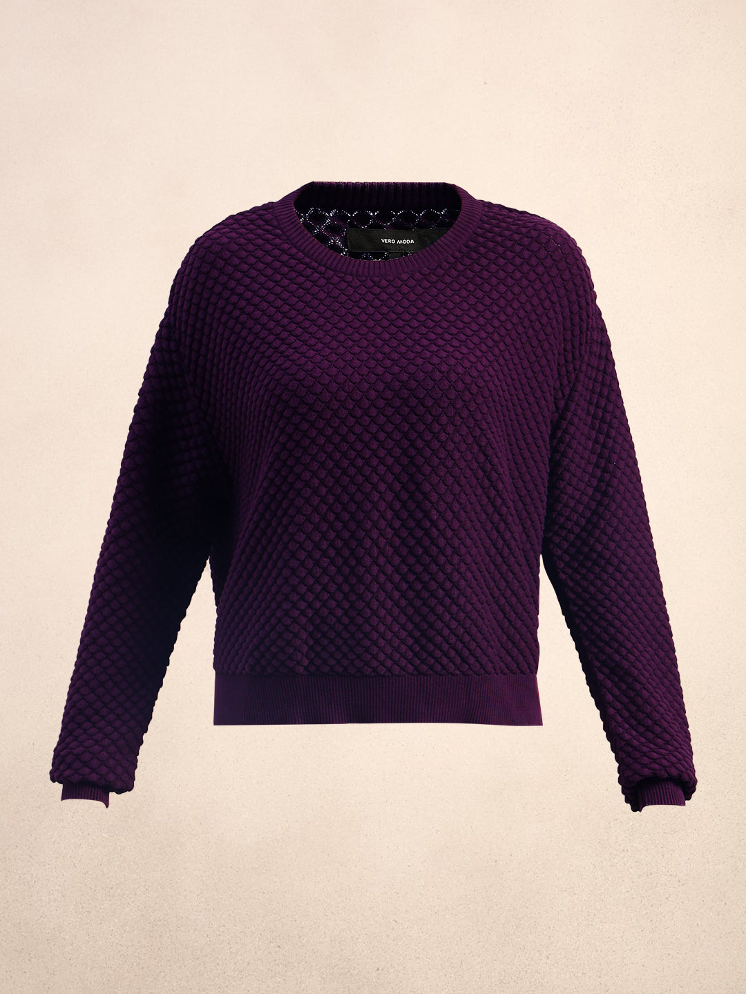 Dark Purple Textured Cotton Pullover