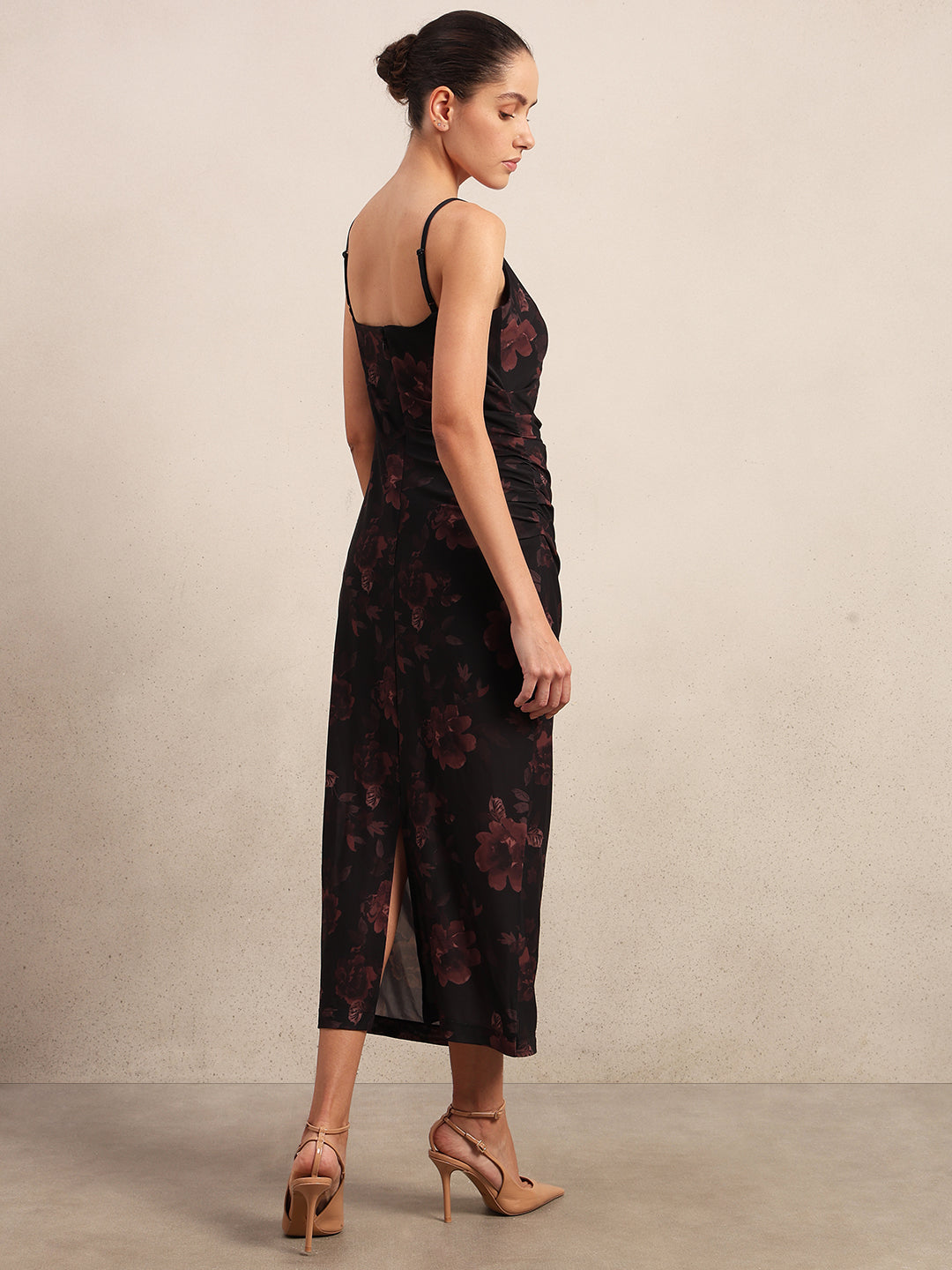 Dark Red Floral Slip Dress