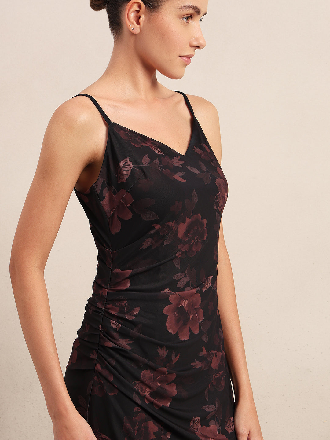 Dark Red Floral Slip Dress