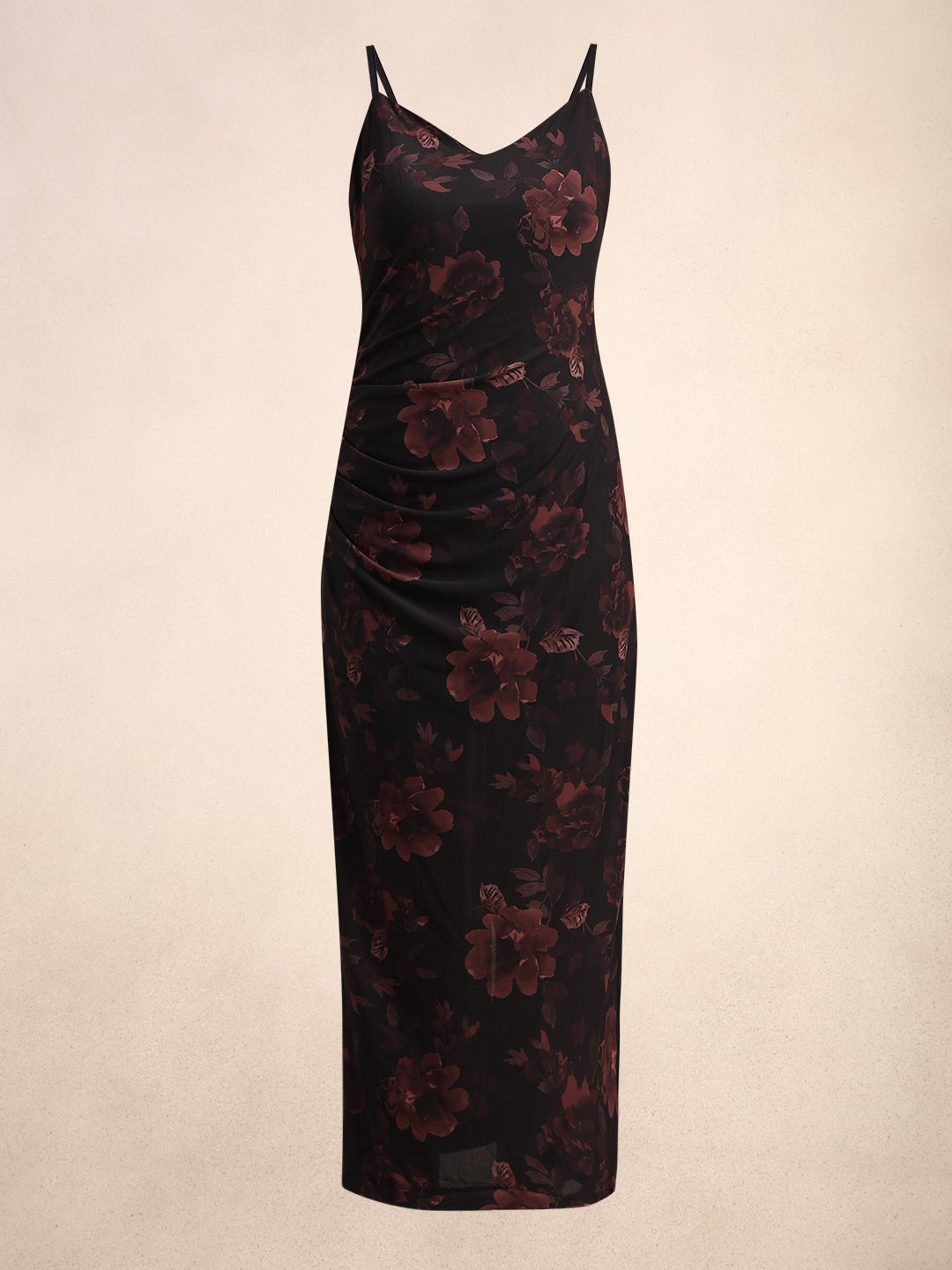 Dark Red Floral Slip Dress