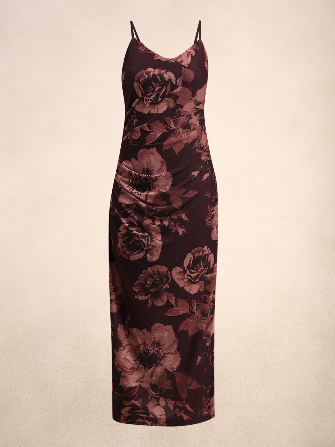 Maroon Floral Slip Dress