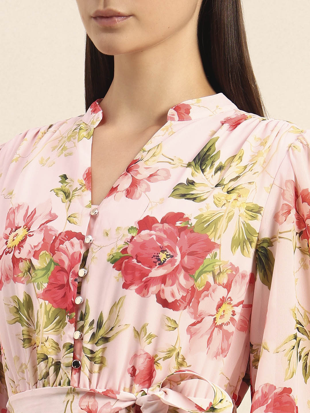 Floral Print Pleated Midi Dress