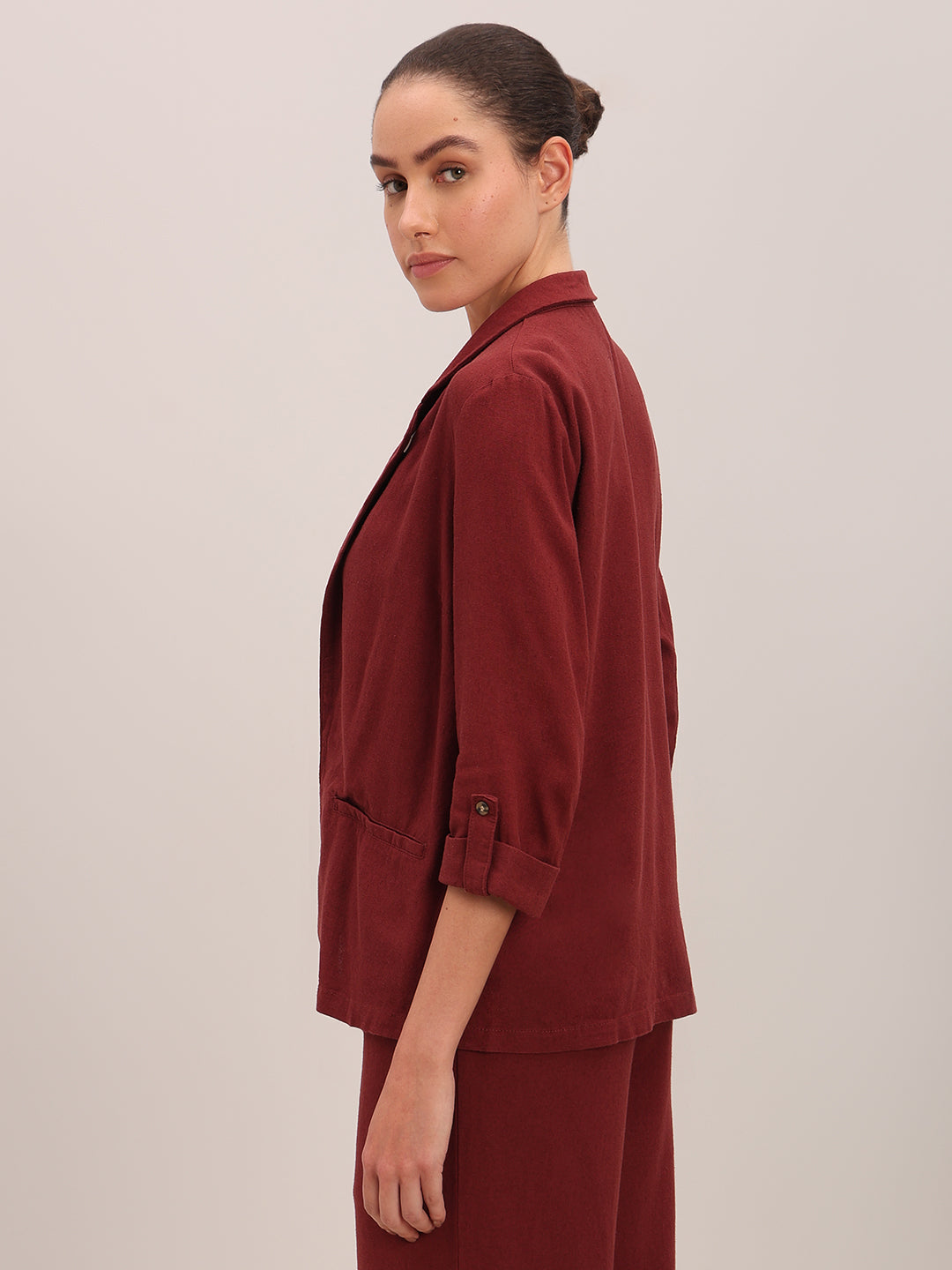 Dark Red Loose Fit Blazer