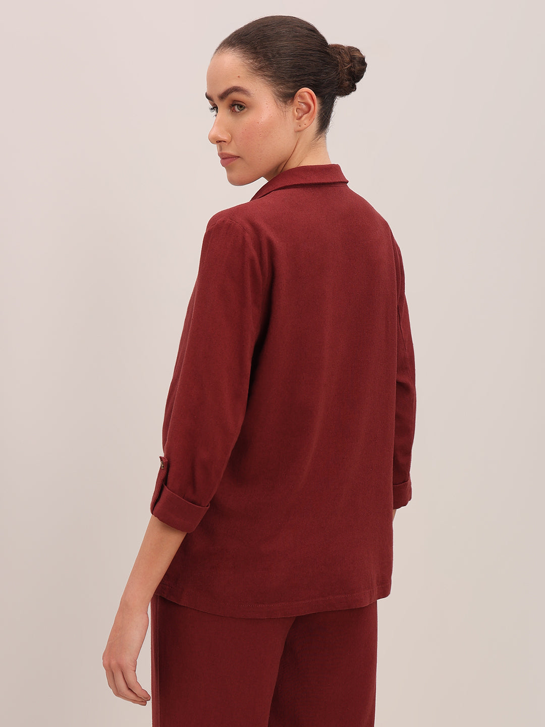 Dark Red Loose Fit Blazer