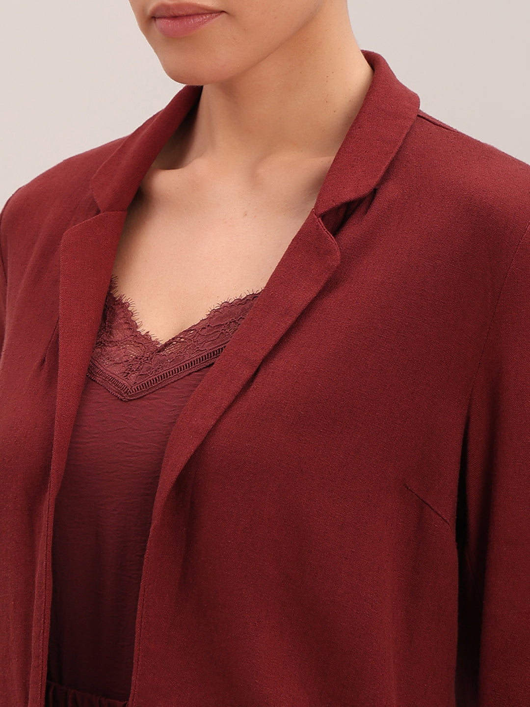 Dark Red Loose Fit Blazer