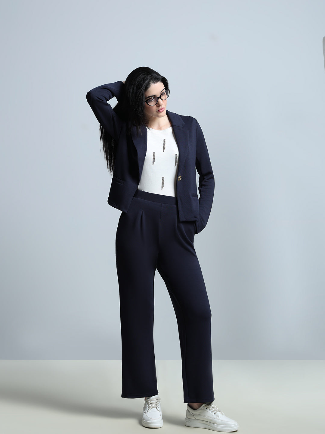 Navy Straight Fit Pants