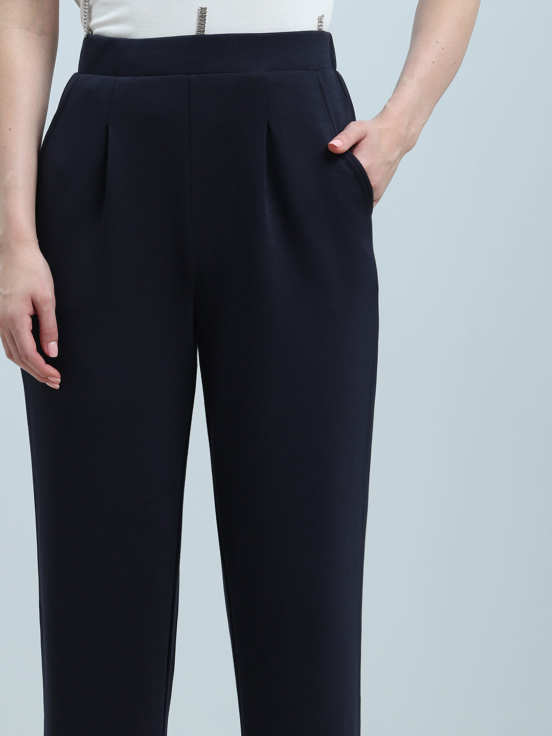 Navy Straight Fit Pants