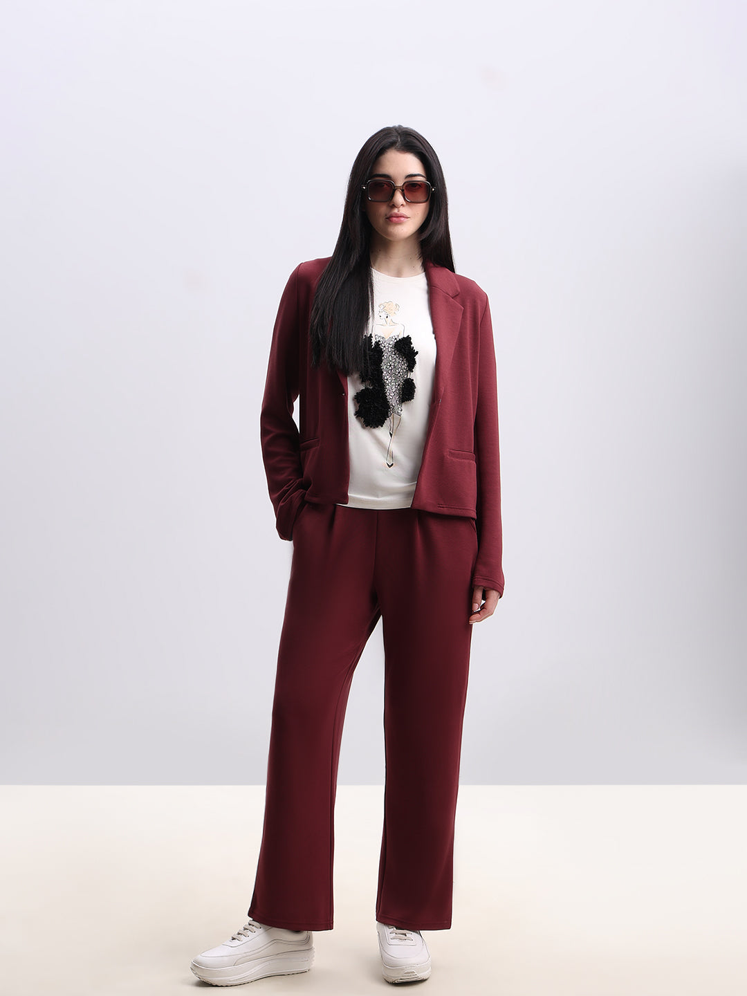 Maroon Straight Fit Pants