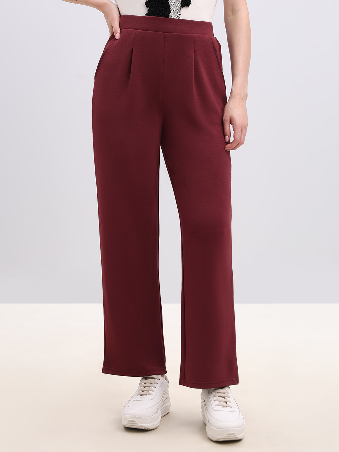 Maroon Straight Fit Pants