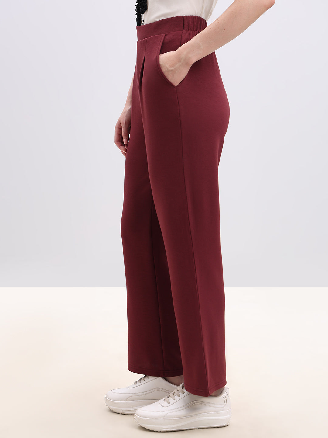 Maroon Straight Fit Pants