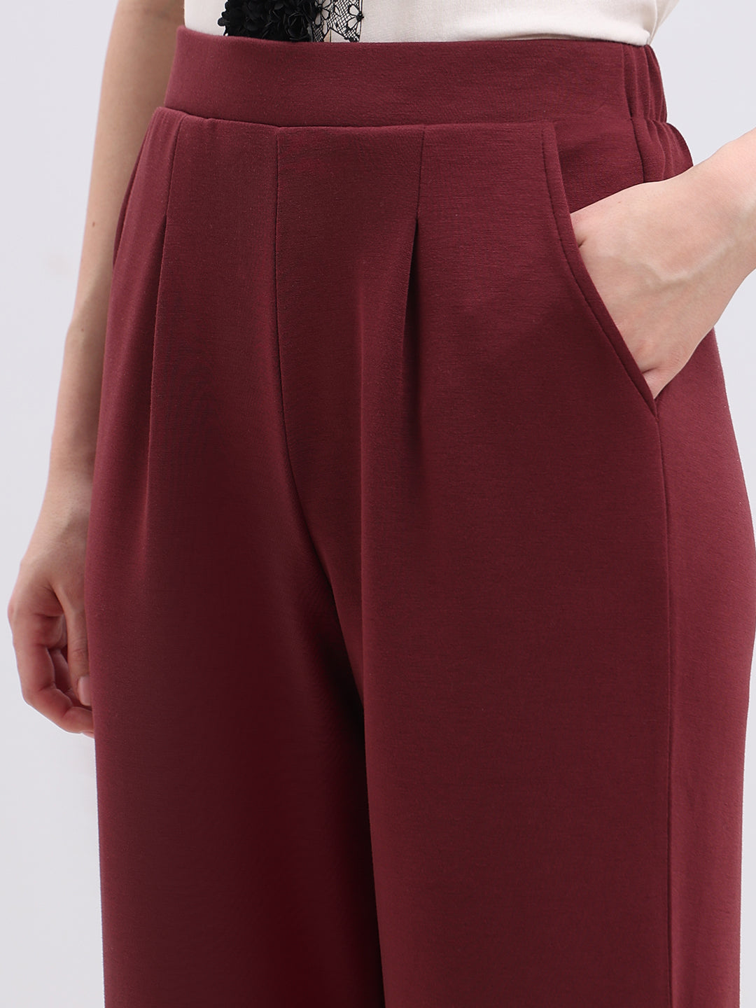 Maroon Straight Fit Pants