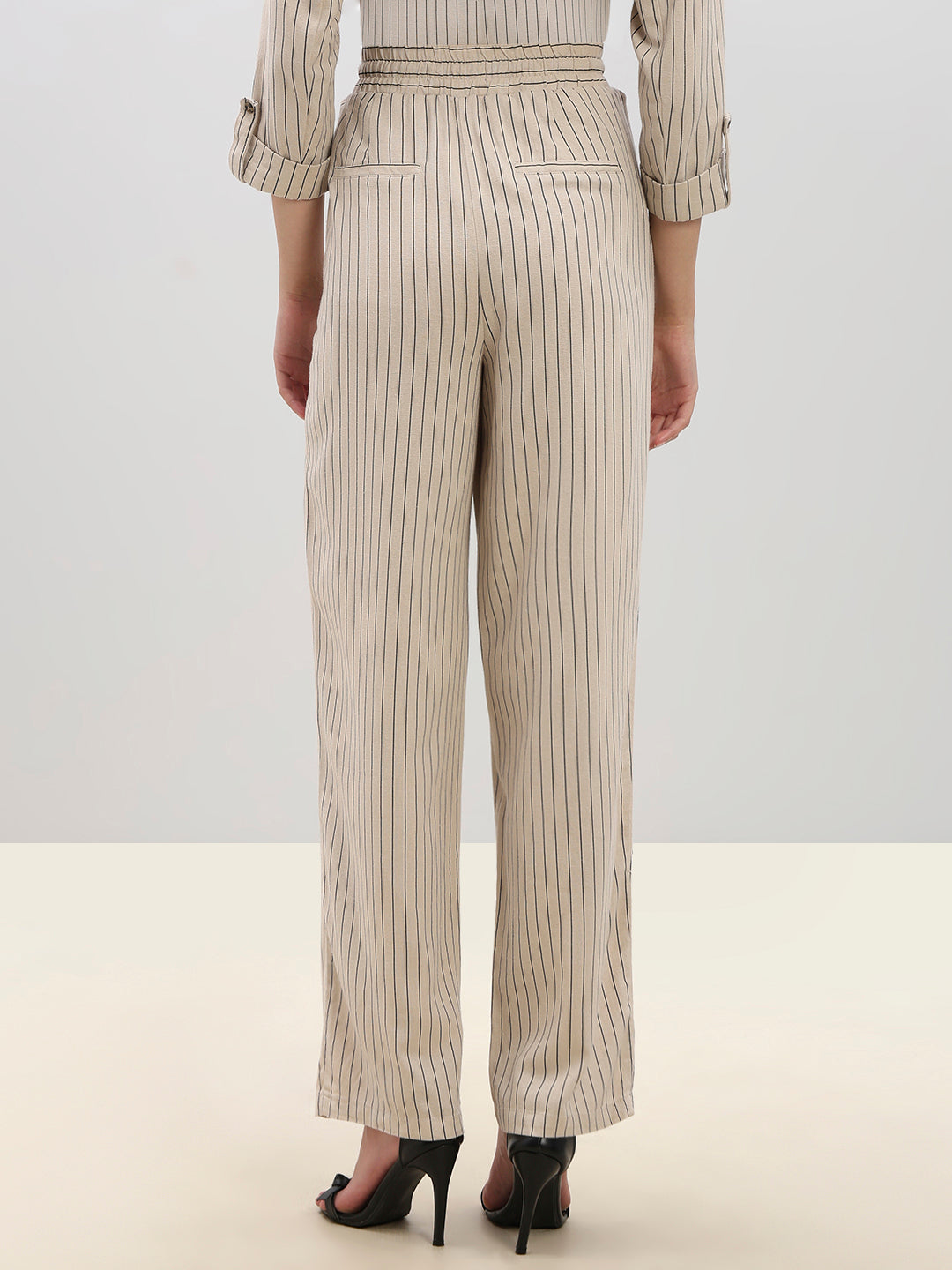 Striped High Rise Wide Leg Pants