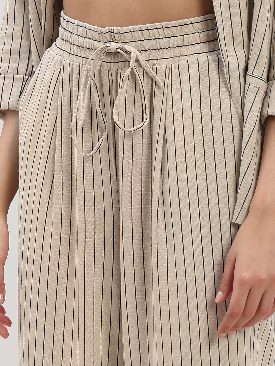 Striped High Rise Wide Leg Pants