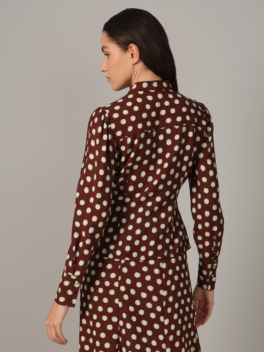 Polka Dot Tie-Detail Shirt