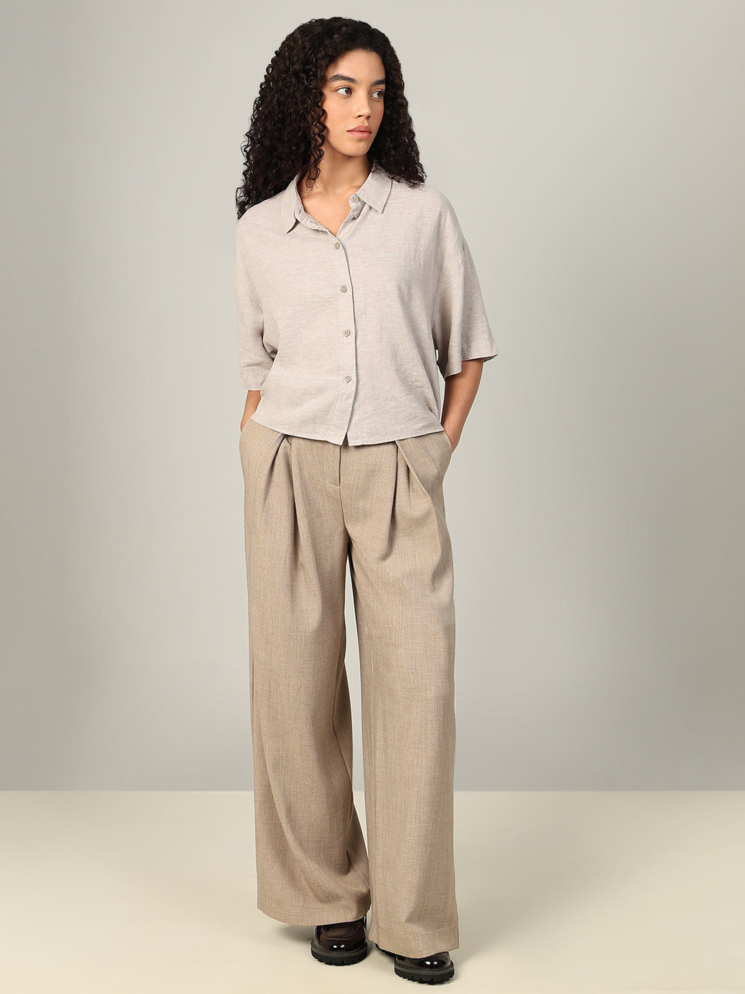 Linen Blend Short Sleeved Shirt