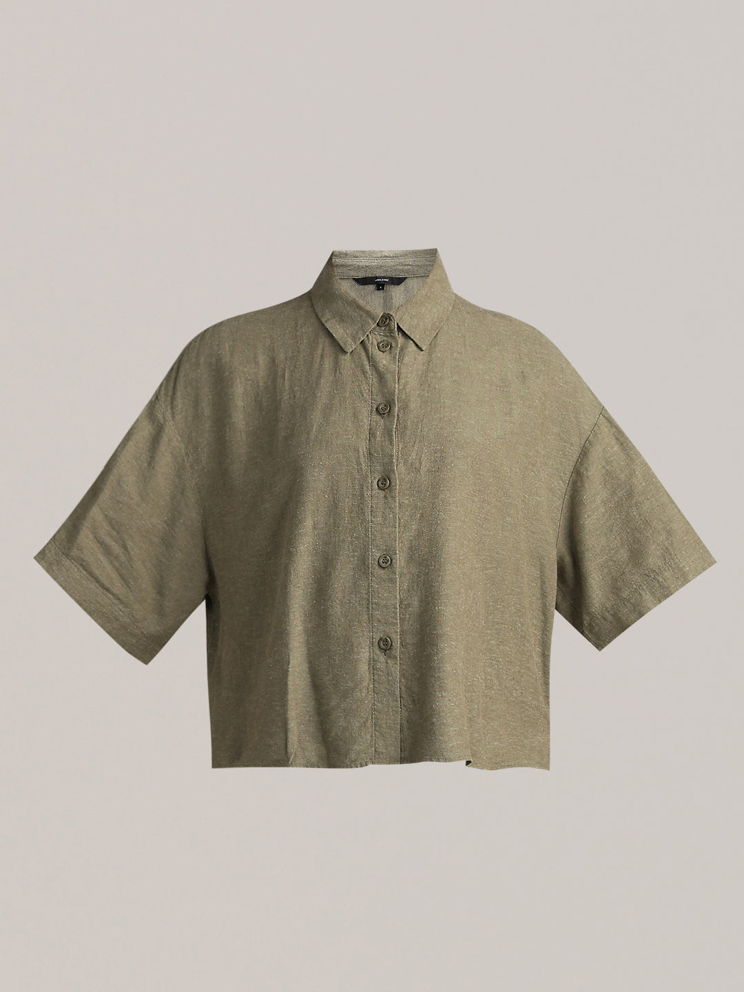 Linen Blend Short Sleeved Shirt - Green