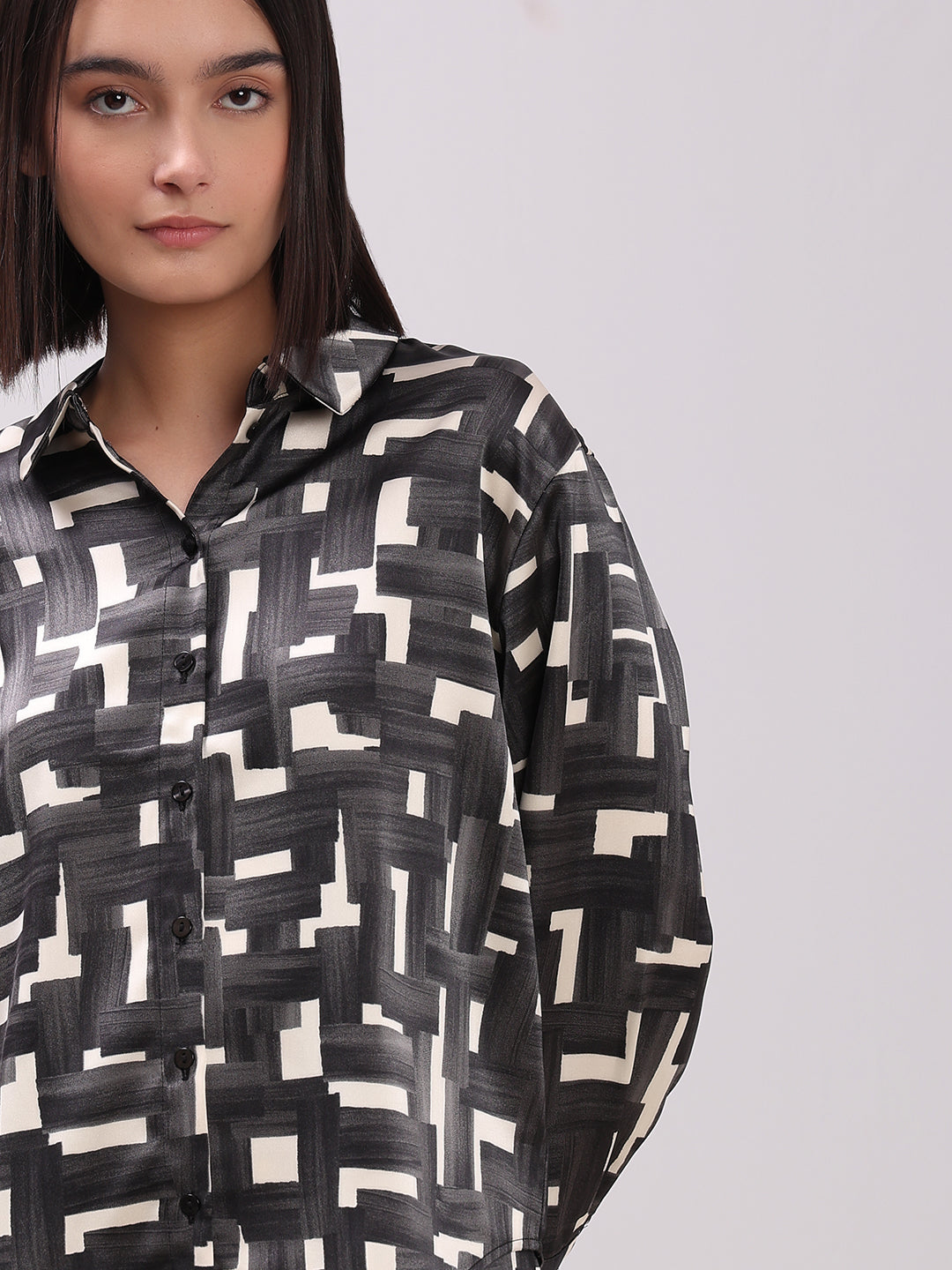 Geometric Print Button-Down Shirt