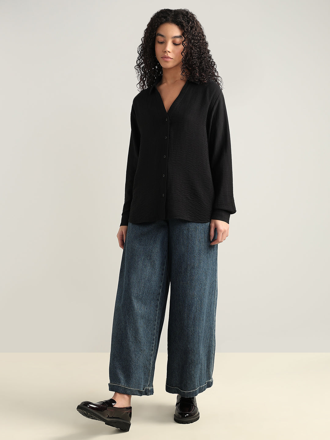 Black Button-Down Shirt