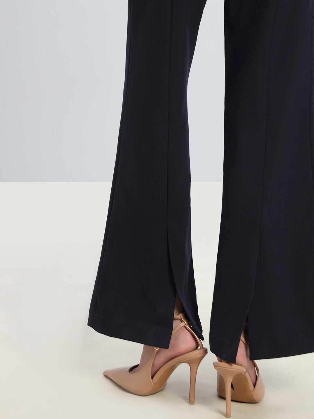 Navy High Rise Flared Pants