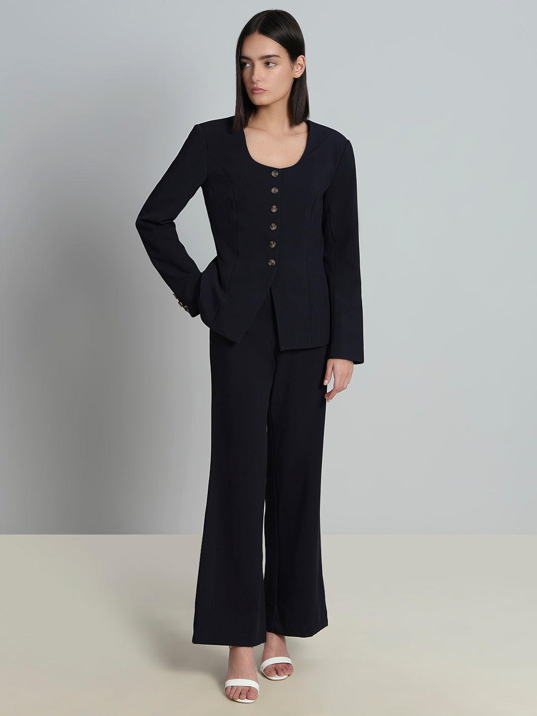 Navy Blue Structured Blazer