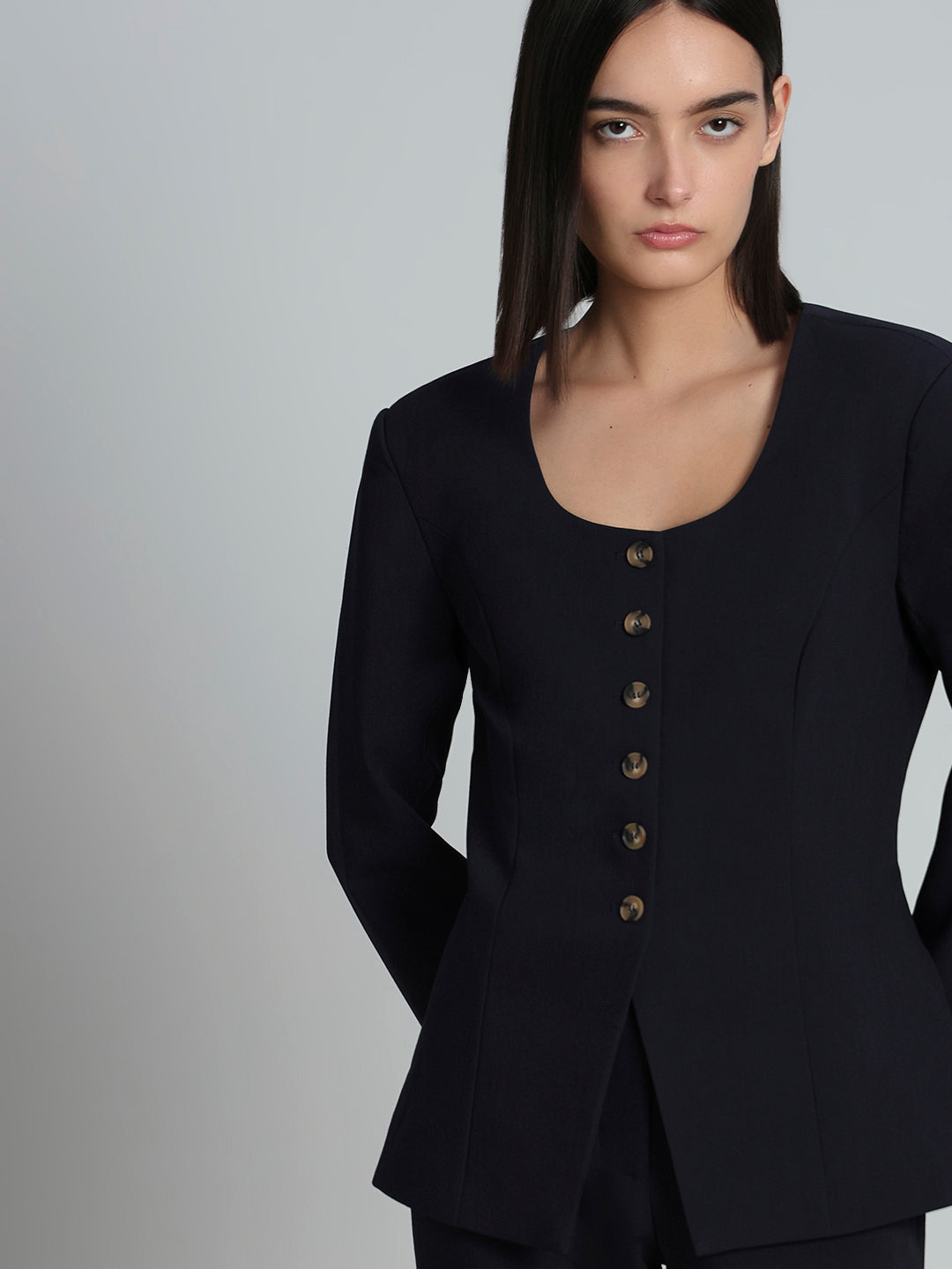 Navy Blue Structured Blazer