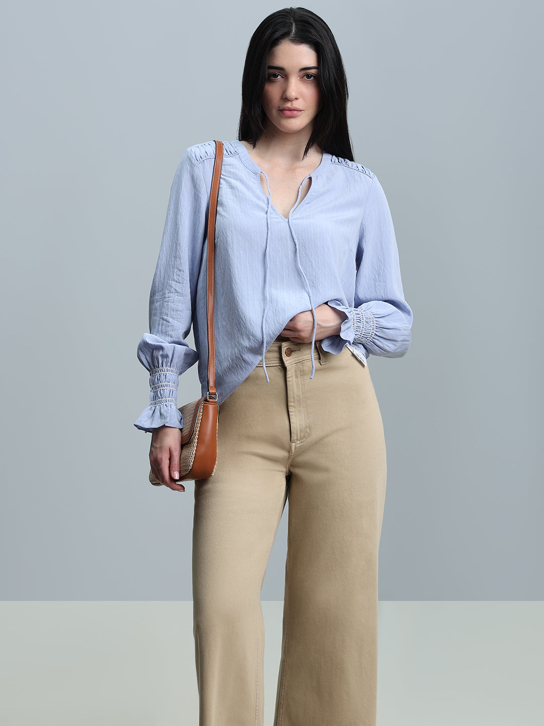 Light Blue Gathered Top