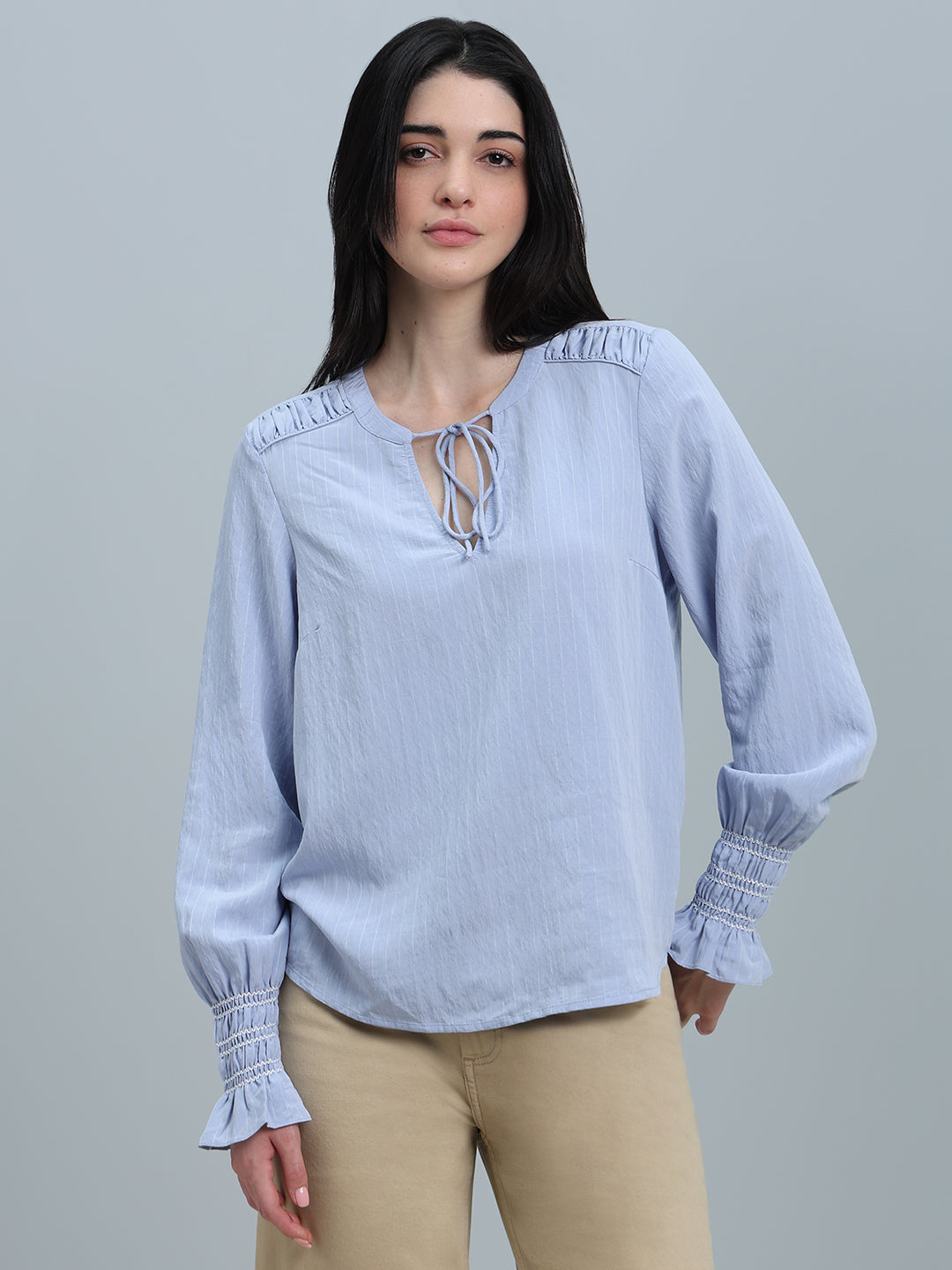 Light Blue Gathered Top
