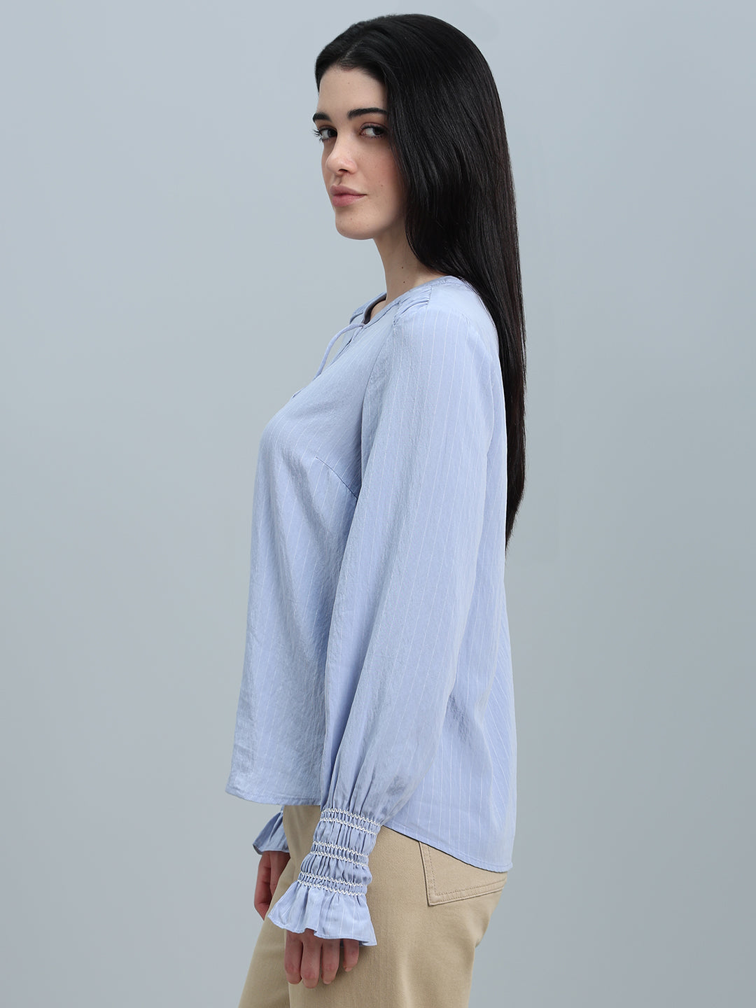 Light Blue Gathered Top