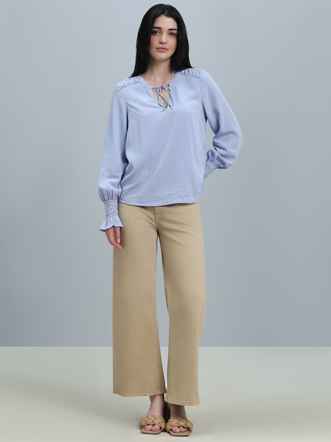 Light Blue Gathered Top