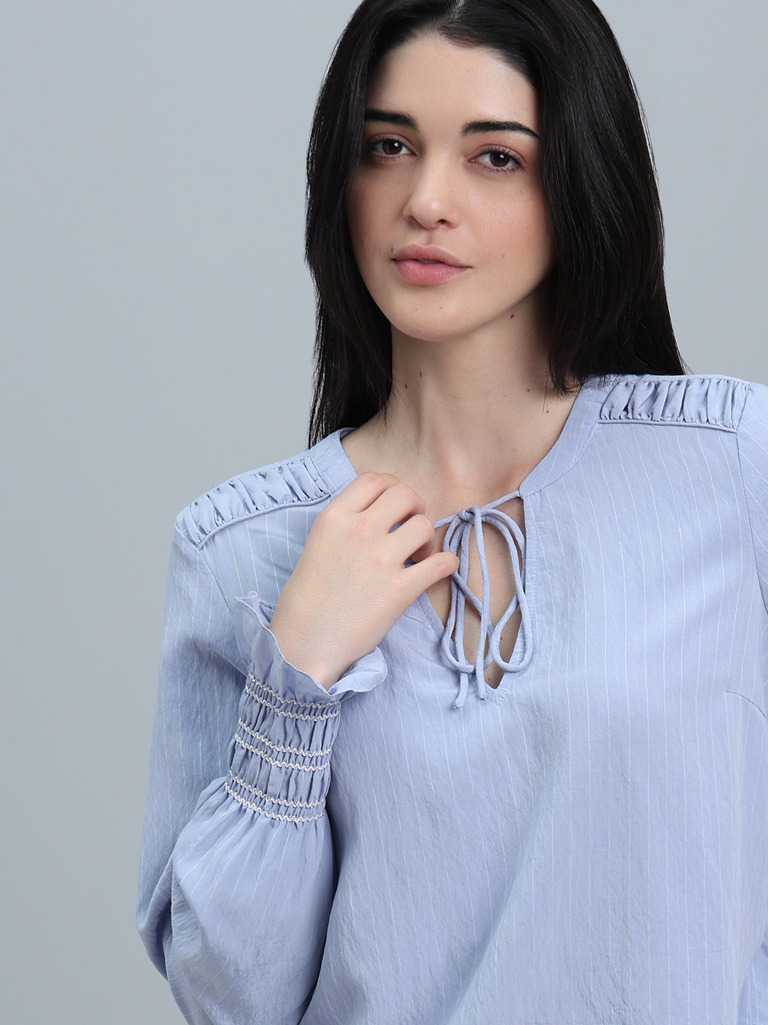 Light Blue Gathered Top