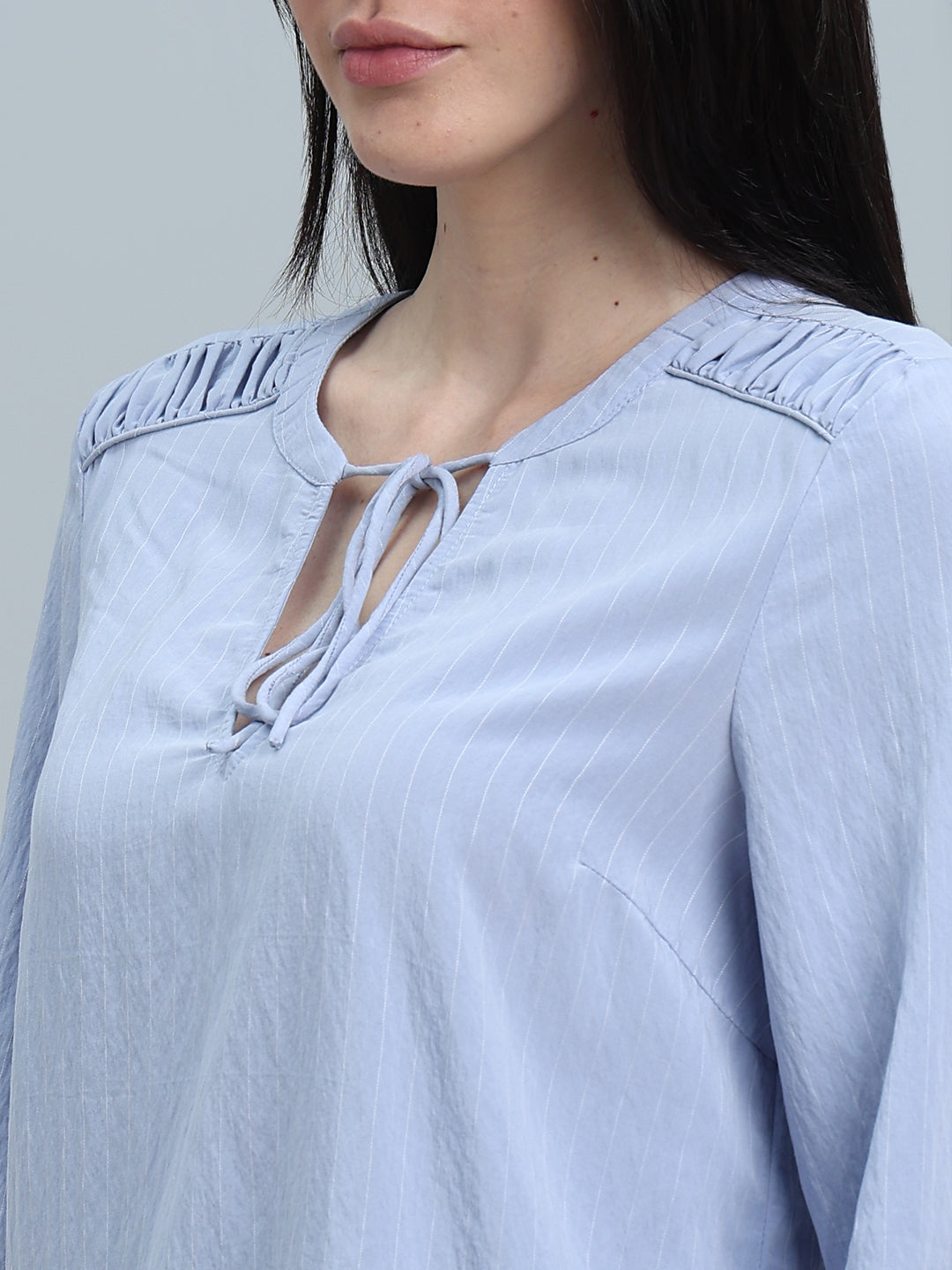Light Blue Gathered Top