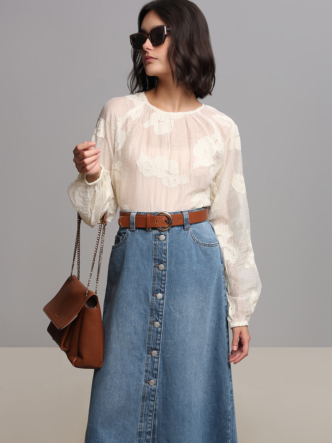 Textured Long-Sleeve Top