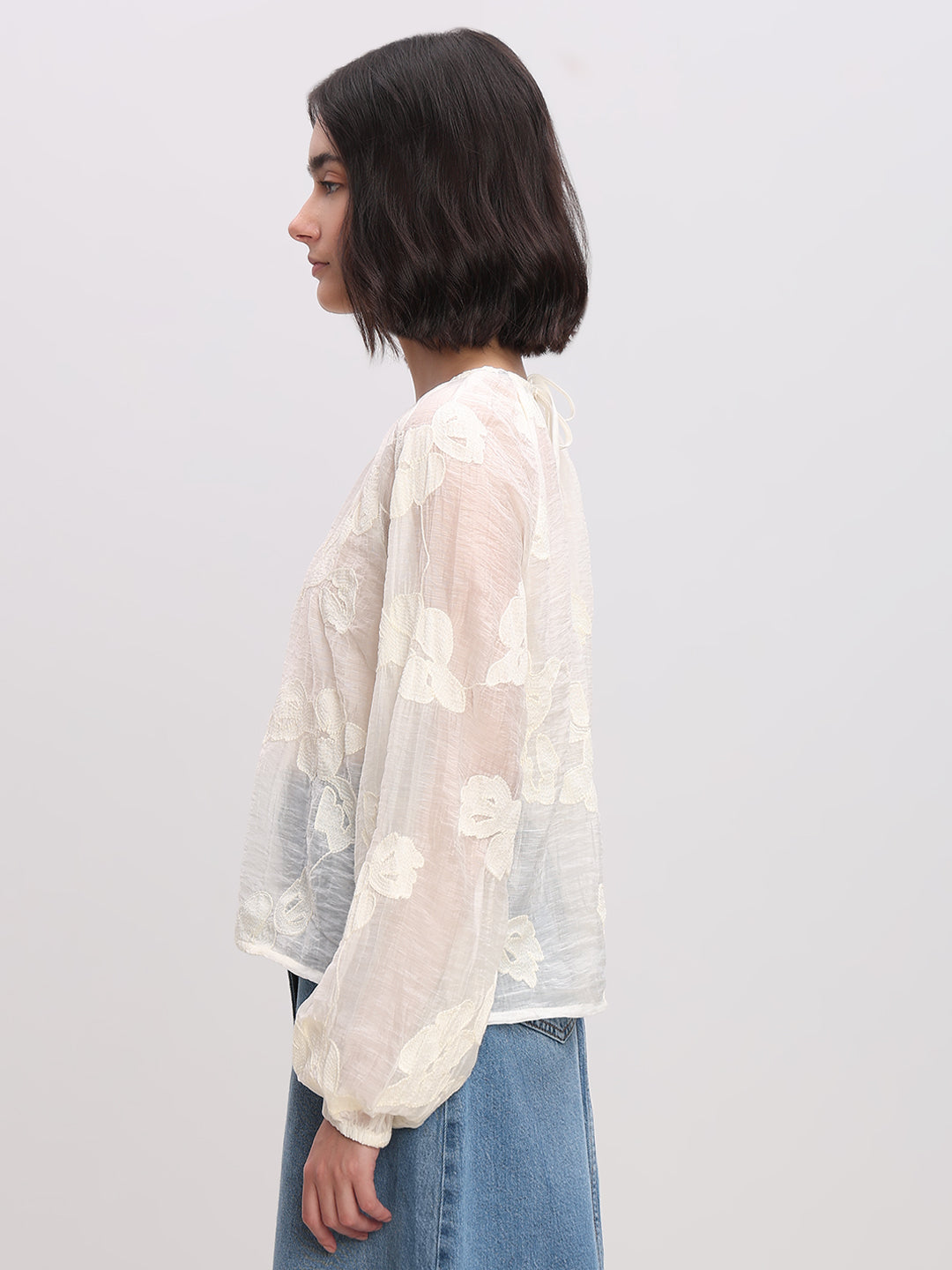 Textured Long-Sleeve Top