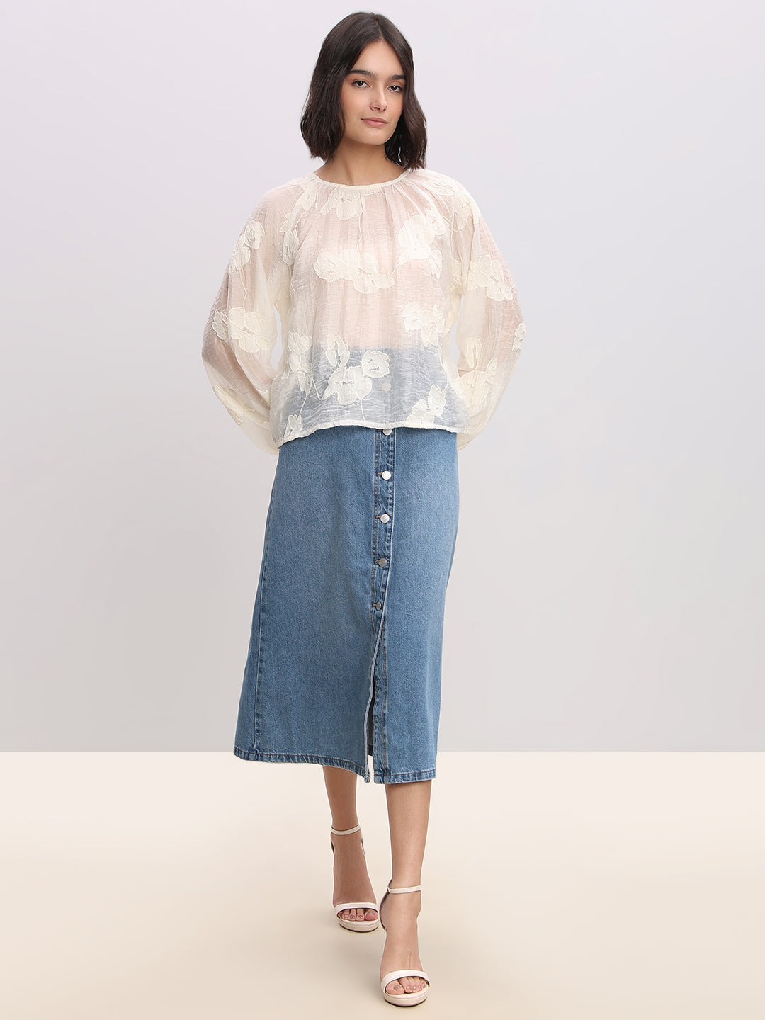 Textured Long-Sleeve Top