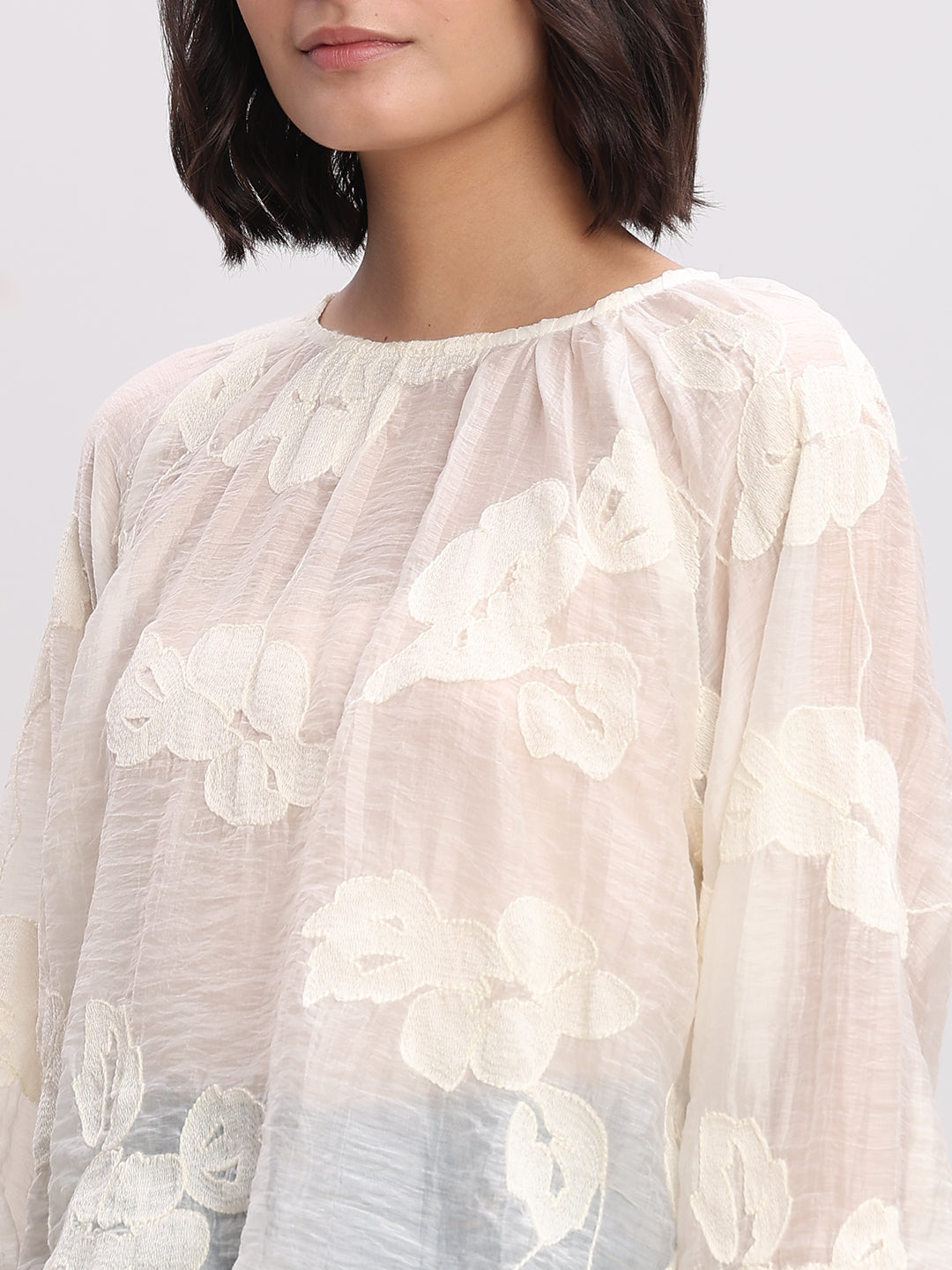 Textured Long-Sleeve Top