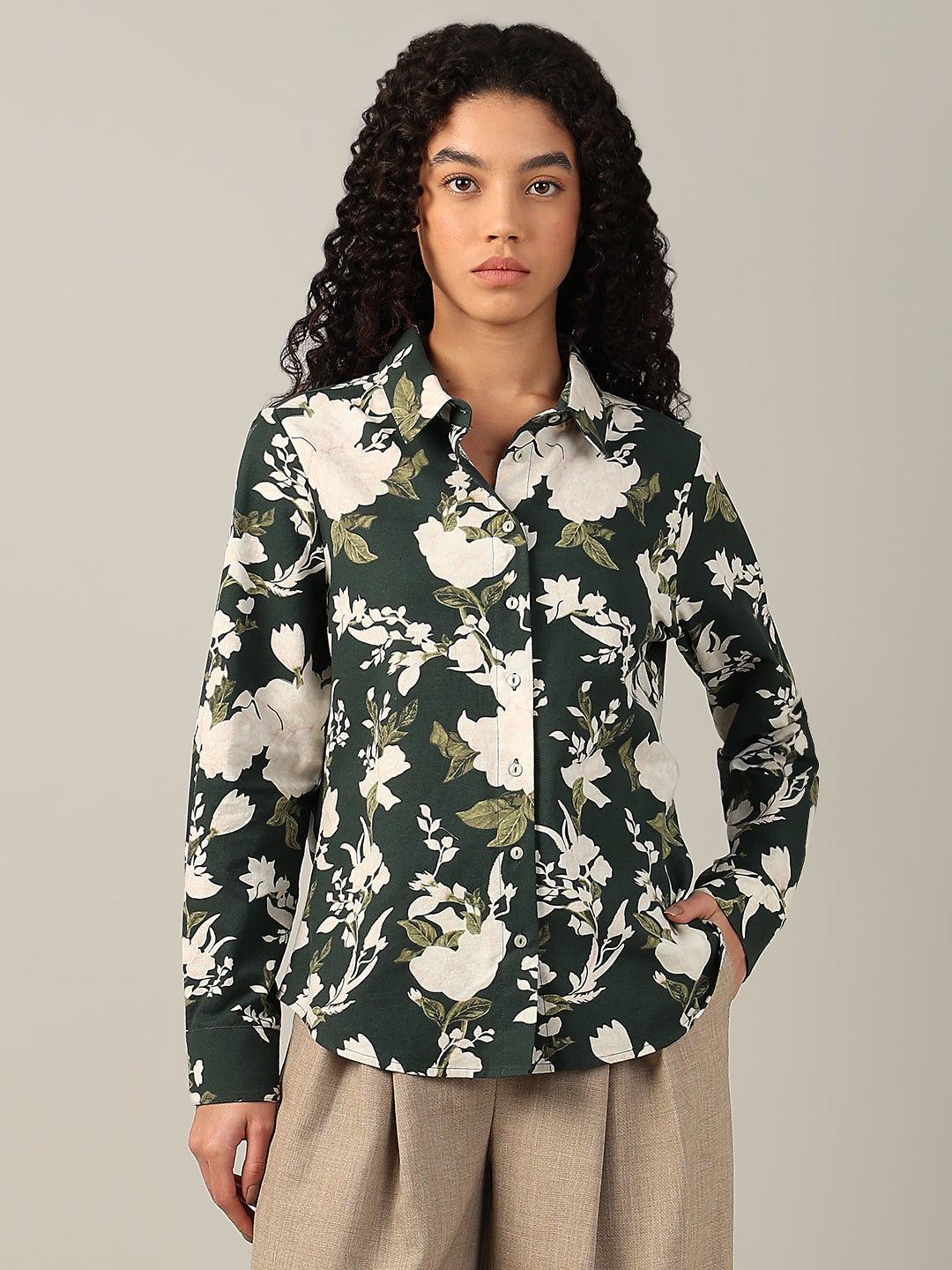Dark Green Floral Shirt