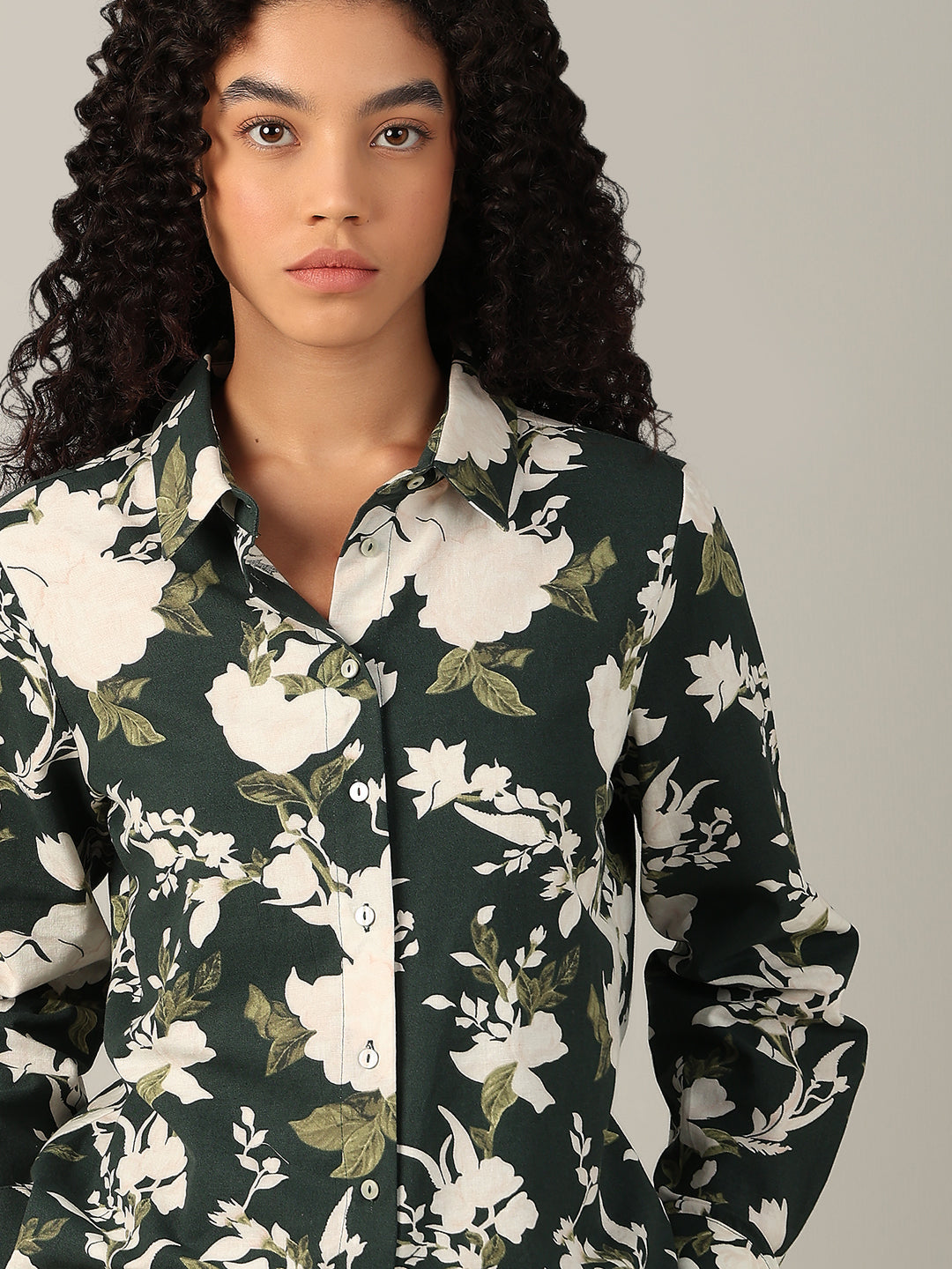 Dark Green Floral Shirt