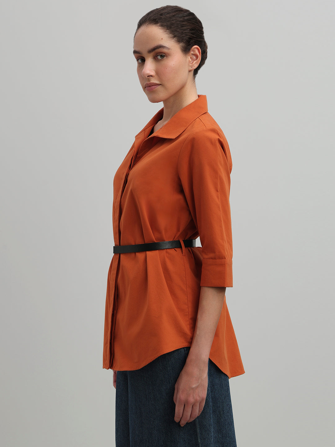 Rust Cotton Long Shirt