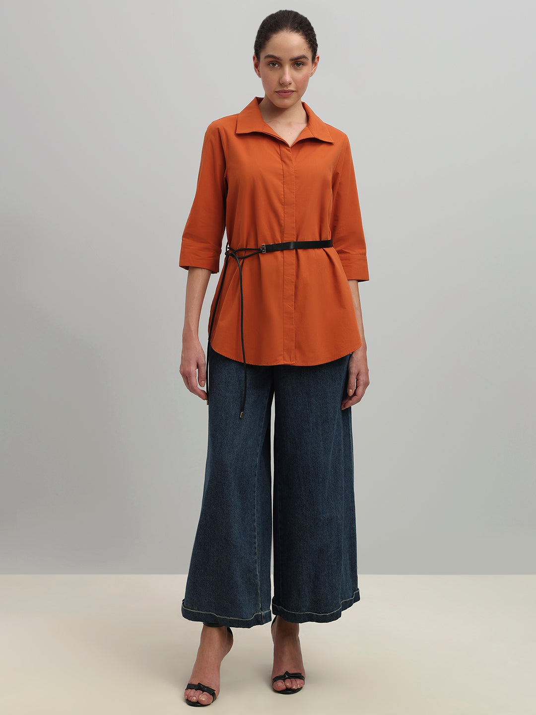 Rust Cotton Long Shirt