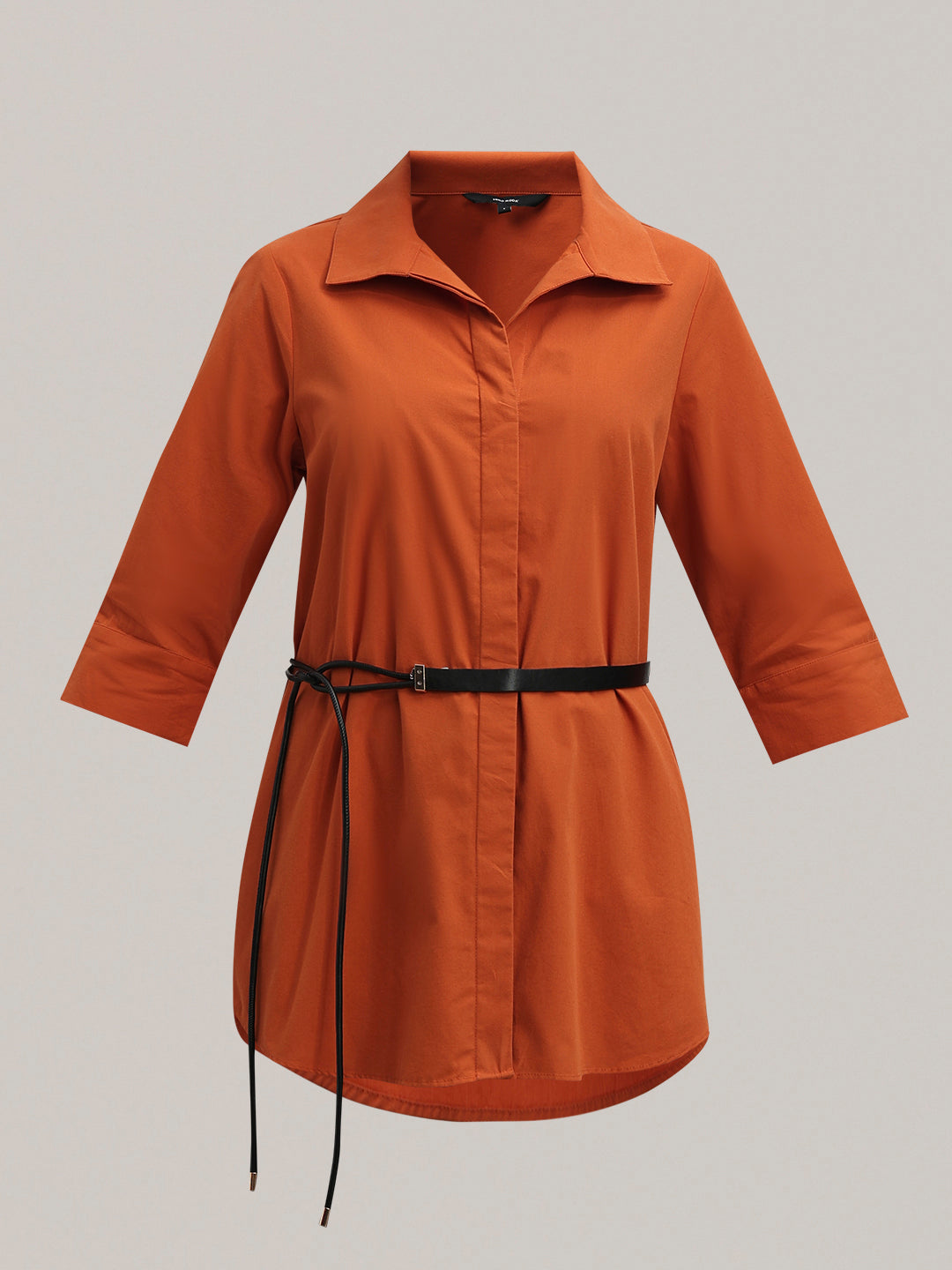 Rust Cotton Long Shirt