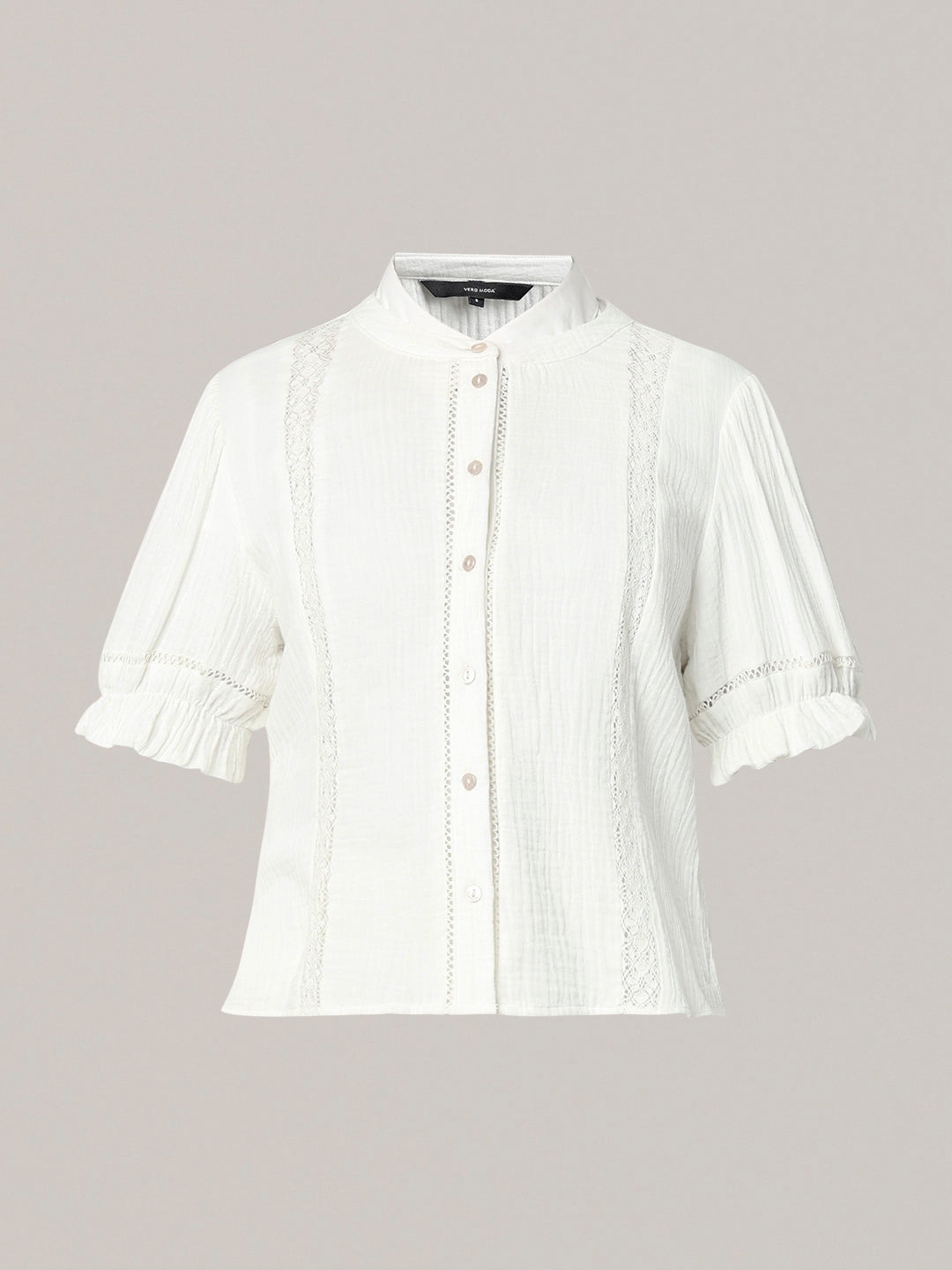 White Lace Detail Short Top