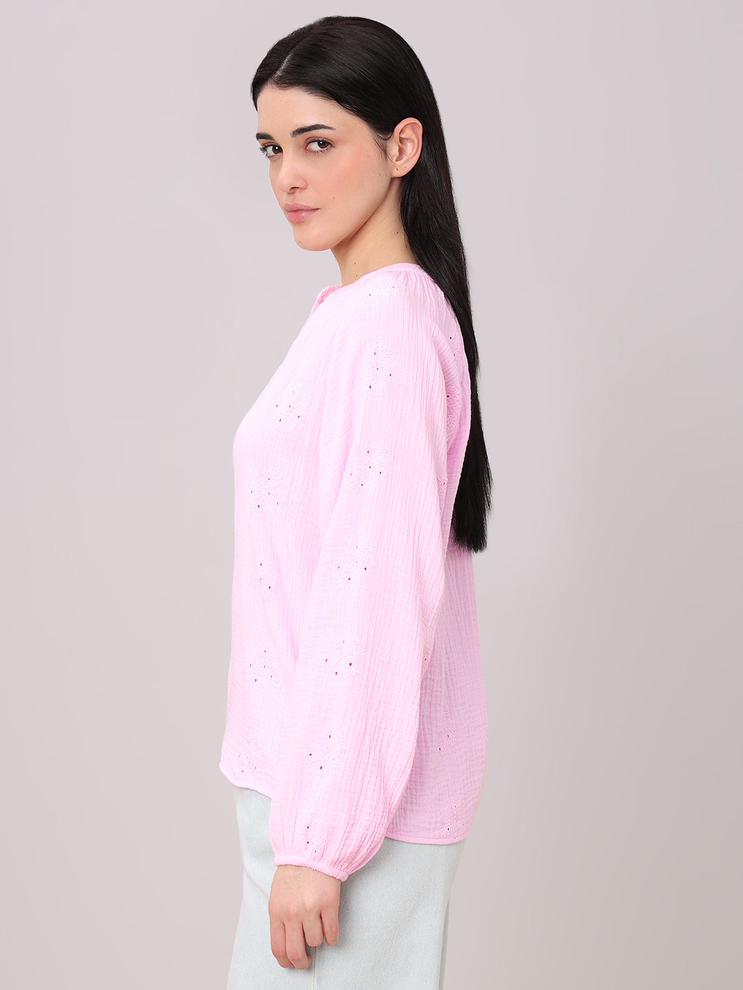 Pink Embroidered Top
