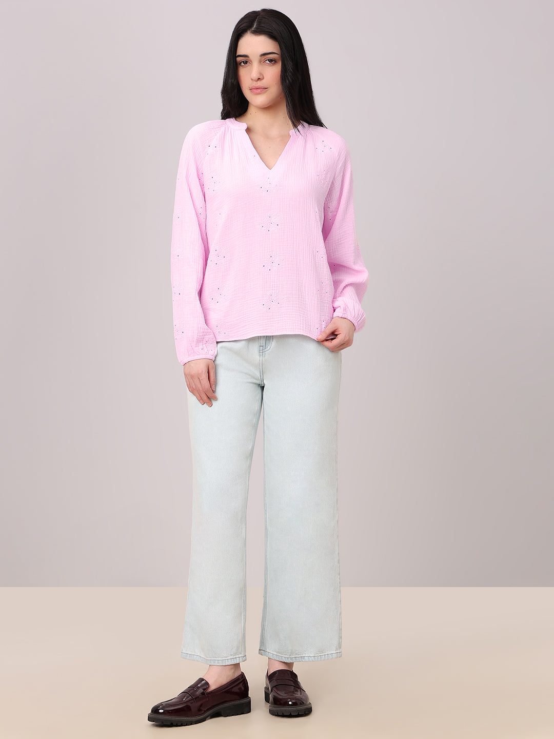 Pink Embroidered Top