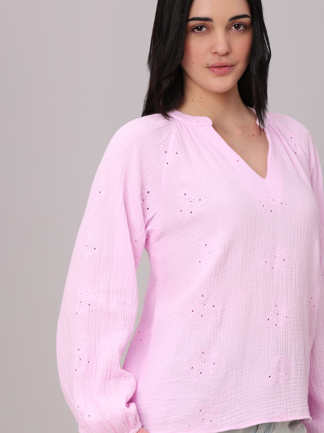 Pink Embroidered Top