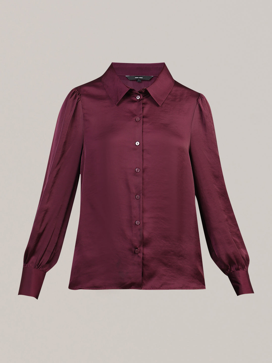 Maroon Satin Regular Fit Shirt