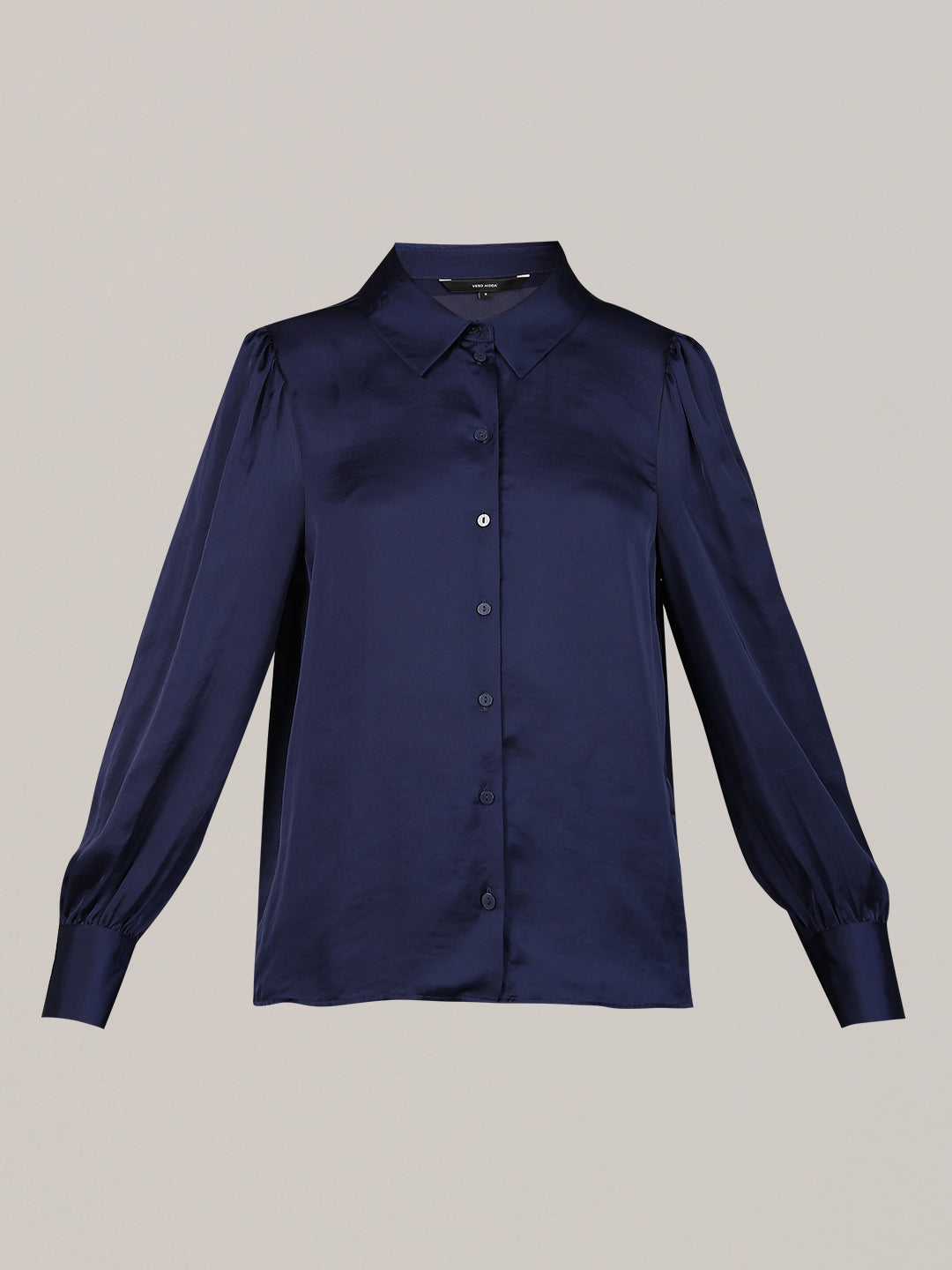 Blue Satin Regular Fit Shirt