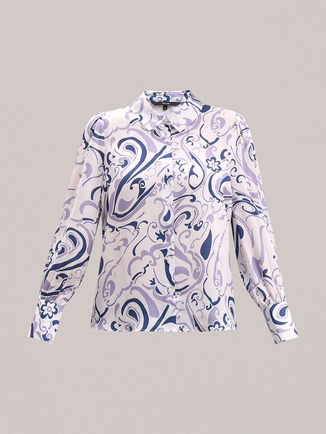 White & Blue Paisley Print Shirt