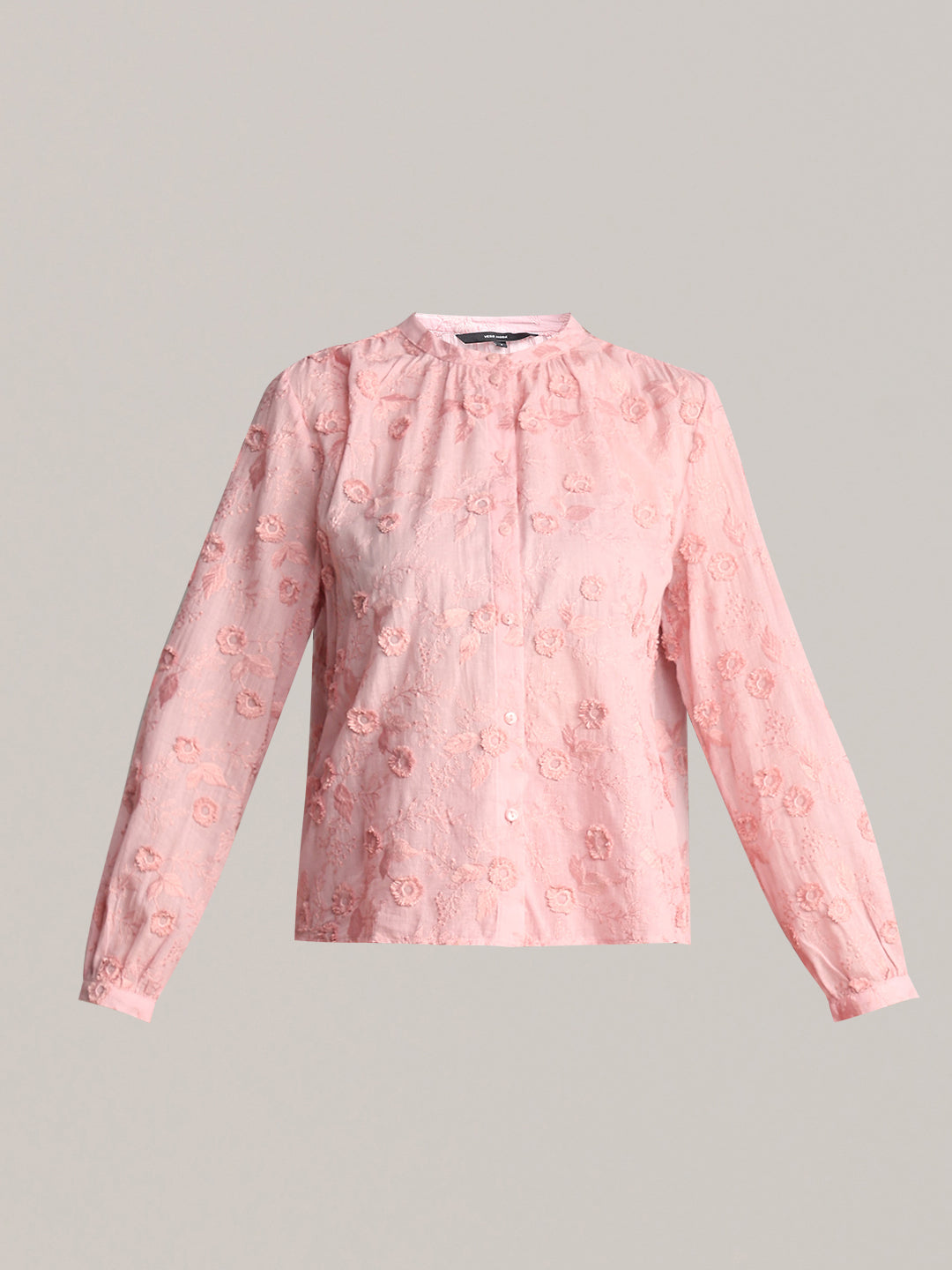 Pink Floral Textured Cotton Top